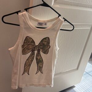 White Tank Top with Bow Design